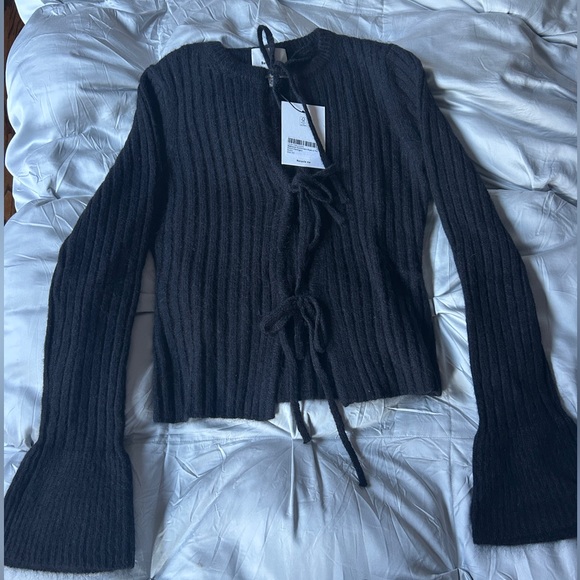 Reformation Rebecca Cashmere Alpaca Tie Front Cardigan - Picture 2 of 4